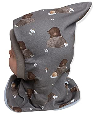 Schlupfmütze braun Maulwurf,Mütze und loop, Jersey Fleece Gr 40-56 kindermütze, halssocke, mütze baby junge schalmütze