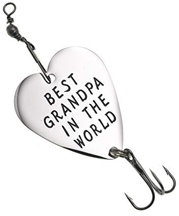 Melix Home Angelhaken mit Aufschrift 'We Hooked The Best Grandpa', Geschenk für Großvater, Angler von Enkelin, Herzförmig, Edelstahl, 1 Stück, Fischen