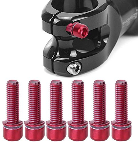 Stem Bolts M5x18mm Red 6Pcs for Bicycle MTB Road Bike Mountain Bike Handlebar Stem Screws Hex Bolts for Steering