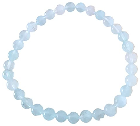 Aquamarin Armband | Kugel-Armband zart blaue 6 mm Aquamarin Perlen echt und unbehandelt für Damen und Herren | Edelstein Schmuck Armband