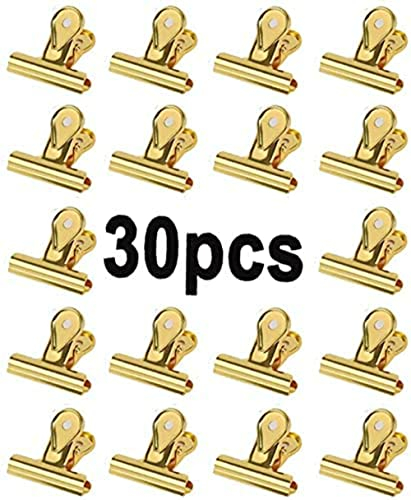 ZYFXP Golden 20mm kleine Bulldog Clips,Wassertropfenclip,30 Pack Metall Scharnier Clips Datei Papiergeld Binder Klemmen für Tags Taschen, Fotos dekorativer Clip, Büro und Küche zu Hause, Golden20mm
