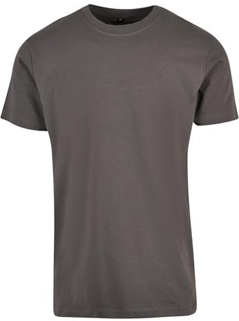 Build Your Brand Herren T-Shirt Round Neck, Männer Basic T-Shirt mit Rundhalsausschnit, Regular Fit, Baumwolle, Darkshadow, 3XL