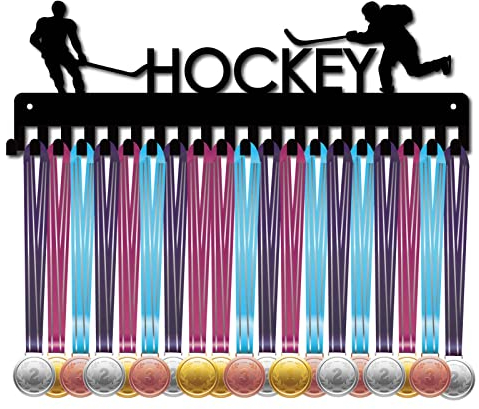 CREATCABIN Medaillenhalter Display Aufhänger Rack Sport Hockey Metall Wandhalterung Mit 20 Haken Für Rennen Fußball Läufer Spieler Gymnastik Turner Über 60 Medaillen Schwarz 15.7 x 5.3 Zoll