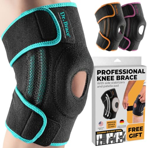 DR. BRACE ELITE Knee Brace with Side Stabilizers & Patella Gel Pads for Maximum Knee Pain Support and fast recovery for men and women - Please Check How To Size Video (Earth XL)