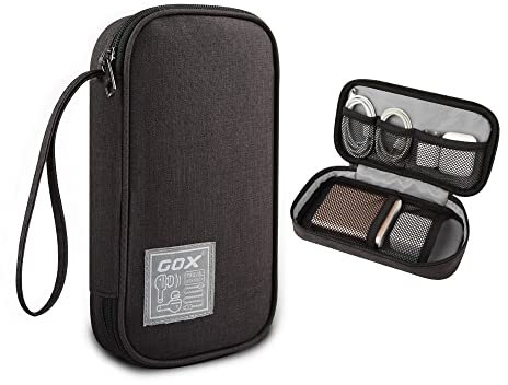 GOX Cable Organizer Pouch – Case for Chargers and Cords, Cord Organizer Travel Black, Small Cable Organizer Bag for Earbuds & Tech Accessories(Black)