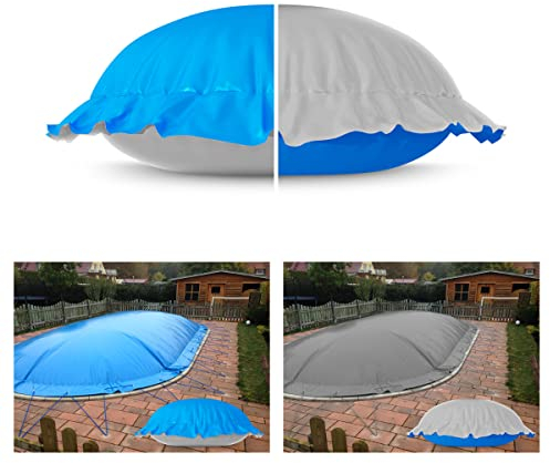 Aufblasbare Abdeckplane 2in1 für Pool ovalform 3,00 x 7,00m, Farbe: blau/grau, AirCover, wasserdicht, reißfest