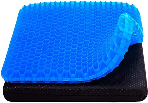 Großes Gel-Sitzkissen, Waben-Design, doppelt Dickes Gelkissen mit linderndem Rückenschmerzen, für Auto, Büro, Zuhause, Rollstuhl und Stuhl