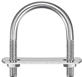 sourcing map Round U-Bolts, 2 Sets 35mm(1.38) Inner Width 53mm Length M6 304 Stainless Steel U Clamp Bolt with Nuts Washers and Plates, for Boat Trailer