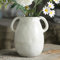 Tanvecle White Ceramic Vase with 2 Handles, Modern Farmhouse Decorative Pottery Flower Vase - 7 Inch Tall