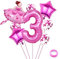 Weenkeey 3 Jahre Ballett Geburtstag Deko Große Ballerina Luftballon 3. Geburtstag Ballett Folienballon Rosa Zahl 3 Luftballon für Mädchen Geburtstag Party