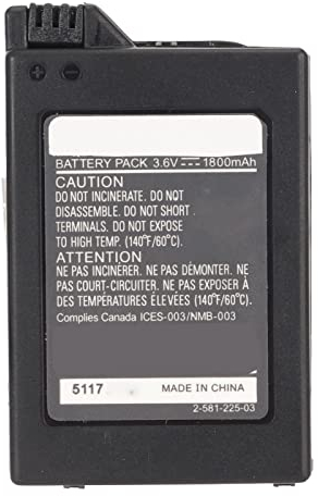 3.6V 1800mAh Rechargeable Replacement Battery Pack, Polymer Lithium Ion Battery for PSP 1000 (1001 1002 1003 1004 1005 1006 1007 1008 1010), for PSP Fat