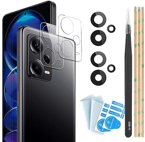 YHX-OU 2 Pièces Lentille Caméra Pour Xiaomi Redmi Note 12 Pro 5G Lentille en Verre Vitre Appareil Photo avec Pincettes + 2 Pièces Pour Redmi Note 12 Pro 5G Lentille Caméra Protection