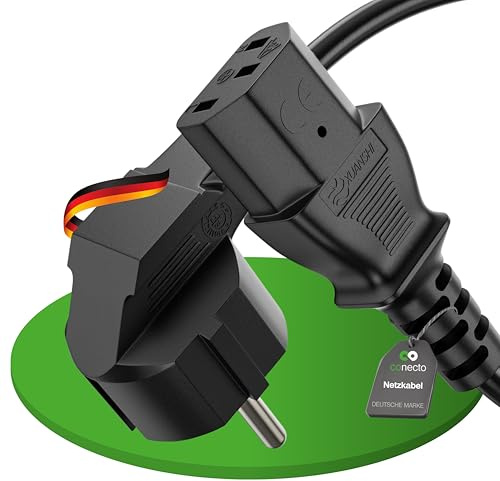 conecto Kaltgerätekabel Stromkabel Netzkabel C13 3-polig Schutzkontakt 2m | Weißes Netzkabel für Monitor, PC, Drucker, Beamer und Spielekonsolen mit Schutzkontakt Stecker auf IEC C13 Buchse