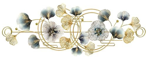 EEUK Wanddeko Ginkgo blätter Metall, Wanddeko Wohnzimmer Gold groß Metall wandskulpturen 3D Wanddeko Moderne Wandbild Wandrelief Für Arbeitszimmer/Wohnzimmer/Schlafzimmer/Hotel(Size:127X44X5cm)