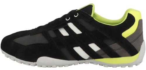 Geox Uomo Snake A Baskets pour Homme, Noir/Jaune Fluo, 40 EU