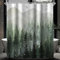 Lerores Duschvorhang 240x200cm, Wald Antischimmel Textil, Beschwerter Saum Wasserabweisend, Waschbar Polyester Stoff Badevorhängen mit 16 Ösen und Duschvorhangringe für Badezimmer, Badewanne