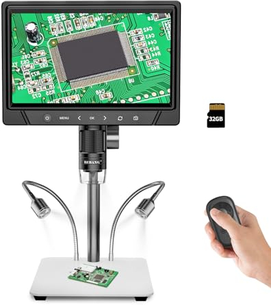 BEBANG 10.1 LCD Digitales Mikroskop 1200x für Erwachsene,3024P Münz Mikroskop Lupe,12MP Lötmikroskop mit PC Ansicht, Kompatibel mit MacOS Windows,32GB SD Karte (Weiß)