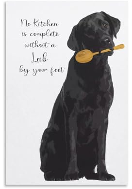 Schwarzer Labrador – ungerahmt – Wandkunst, Dekoration, Zitat, Heimdekoration, Druck für Badezimmer, Schlafzimmer, Poster, Plakette, Bar, Pub, Club, Café, 40 x 60 cm