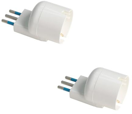 Adattatore con Spina Angolare 10A 2P+T con Presa Piccola 10A/ Schuko 16A, Riduttore a Spina Laterale Salvaspazio 5.7cm (2)