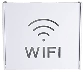 Guoyoocc Drahtlos WiFi Router Aufbewahrungs Box Holz Kunststoff Regal Wand Behhnge Halterung Kabel Lagerung Haus Dekor Groo,Storage Boxes Lochfreier WLAN-Router Aufbewahrungsbox
