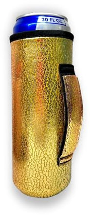 Lit Handlers Neoprene Water Bottle Sleeve - 16-24 oz Insulated Water Bottle Holder for Walking, Running, & Cycling - Soda Can Cooler & Beer Sleeve - Water Resistant Drink Covers, Glimmering Gold