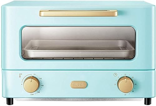 oven mini oven air fryer oven 12L Mini Oven,Electric Cooker and Grill, Home Baking Small Oven Timer Double Glass Door Top and Bottom Heat1000W Convection Countertop Toaster Oven (Blue) (White) Toast