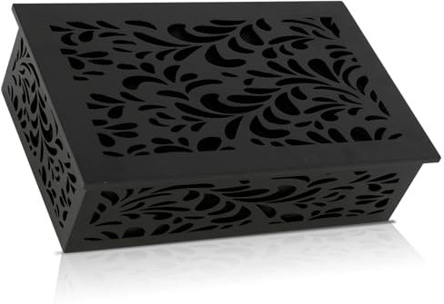 Doorbell Chime Cover Box Only, Wood Doorbell Cover Inside Decorative Door Bell Chime Box Covering Black Door Bell Cover for Indoor/Outdoor Home Wall (Type 2 Black)