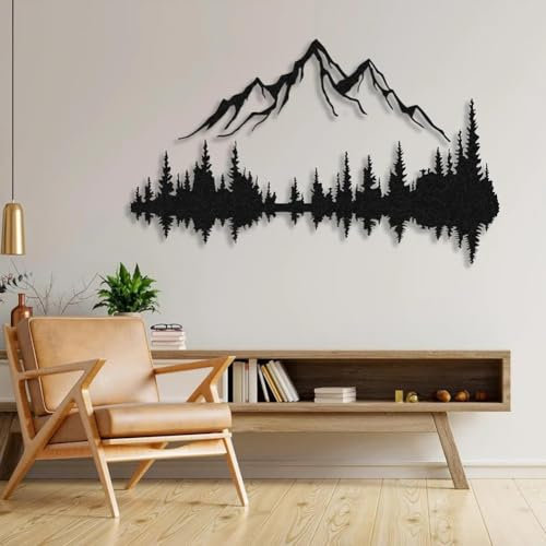 AUHOAZ Metall-Wandkunst Wanddekorationen Berg Und Wald Metall-Wandkunst Große Wandskulptur Für Rustikales Zuhause, Wohnzimmer, Schlafzimmer, Innen/Außenbereich