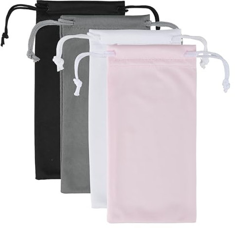 Tucnoeu 4 Stück Brillenetui Weich, Brillenbeutel Sonnenbrillen Etui, Polyester Brillen Tasche für Damen und Herren, Staubdicht und Kratzfest, Ideal für Reisen und Alltag