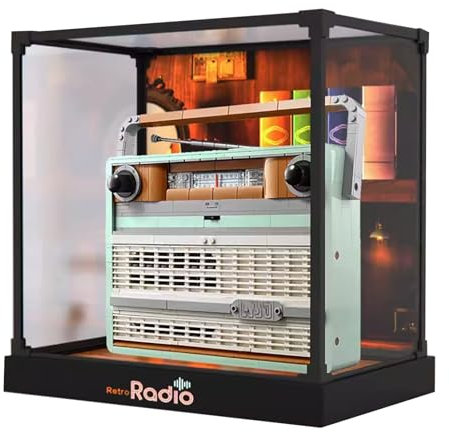 SONNIES Vetrina in acrilico per radio retrò Lego 10334, scatola antipolvere, scatola portaoggetti, scatola trasparente, compatibile con Lego 10334 (solo custodia, nessun modello)