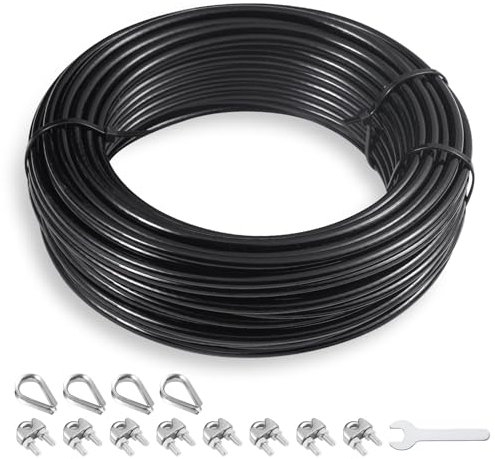 SERTT Replacement Cable for Pulley Cable Machine, Pulley Cable for DIY Home Gym, Wire Rope Length 32.8/65.6/98.4 Ft for Weight Lift Pulley System, Gym Steel Cable, Thick 5mm, TPU Coated