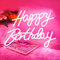 Panneau néon Happy Birthday, BringLuck2U Décoration murale pour chambre à coucher Veilleuse d'anniversaire Panneau lumineux pour fête d'anniversaire Interrupteur à Alimentation intensité variable-Rose