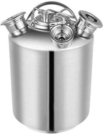 ACROSSPART 10L Reinigungsfass 3-Kopf Reinigungstank Edelstahl Reinigungsbehälter für Bierleitungen aus Edelstahl Reinigung Zapfanlage Reinigungsset Bierfass mit Deckel & Schutzabdeckungen