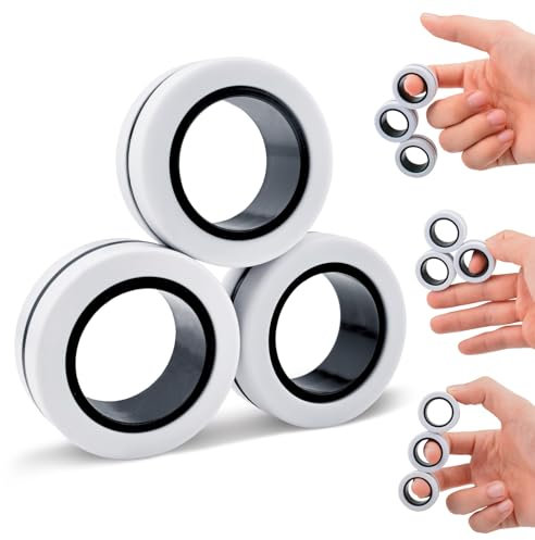 ASIOWELY Magnetische Ringe ADHS Spielzeug Fidget Toys Erwachsene,3 PCS Cool Fidget Magnet Ringe für Anti Stress Spinner Fingerring Ring für Kinder Teenager Geschenke für 3-6-8 + Jahr Alten Jungen