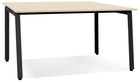 KADIMA DESIGN Schreibtisch Quadratisch 140x140 cm | Bürotisch Beige-Schwarz | Konferenztisch Modern | Fördert Kreativität | BELIQI