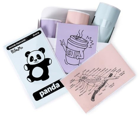 Memoking T02/Q02E/M02L/M02X Aufkleberpapier - Rosa/Hellgrün/Violett Sticky T02 Mini-Druckeraufkleberpapier, 50 mm x 3,5 m, 20 Jahre haltbar, für Tagebuch-, Foto- und Studiennotizen, 3 Rollen