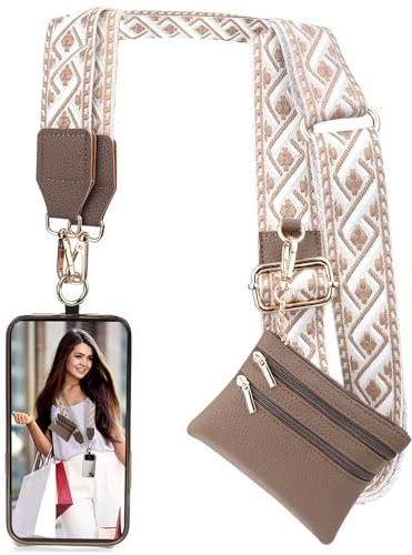 XANGNIER Clip and Go Strap for Phone with Wallet Crossbody, Phone Strap with Zippered Wallet, Adjustable Anti Theft Cellphone Lanyard for Women, Cellphone Chain Accessories,Multicolor 5