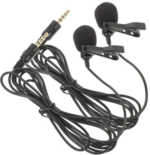 2 Stück Lavalier Mikrofon 3,5mm Ctia für Tablette und Laptop Schwarz | Kabelloses Clip Design, Klarer Klang, Langes Kabel, für Interview und Unterricht, Kompakt