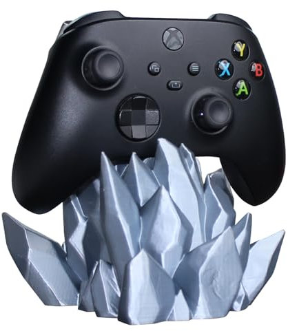 3D-Druck Handgrip-Ständer mit Kristall-Design, E-Sport-Raumdekor, für PS5, Xbox und andere Konsole,Kopfhörnerhalter,Grau