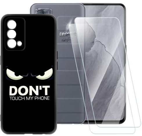 ESACMOT Don't Touch Pattern - Funda compatible con Oppo Realme GT Master Edition + 2 protectores de pantalla de vidrio templado, a prueba de golpes, para Oppo Realme GT Luna (6.4 pulgadas)