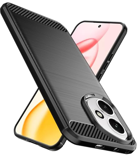 Natbok Case for Honor 400 5G Phone Case, [Not for Honor 400 Pro] Military-Grade Carbon Fiber Texture Shockproof Soft Flexible TPU Slim Anti-Scratch Cover,Black