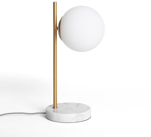 LEDKIA LIGHTING LED Tischlampe aus Metall und Glas Lune Weiß