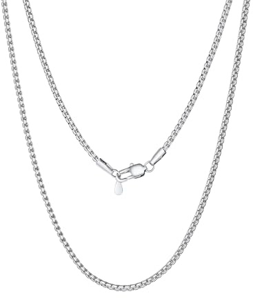 PROSTEEL Herren Halskette hochwertig Edelstahl Platte Venezianierkette Erbskette 2MM/4MM/6MM/8MM breit Kette mit Karabinerverschluss für Männer Jungen, Länge 46-76CM wählbar