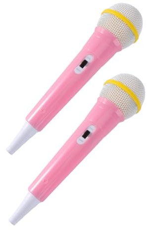 WEKAMOS 2Pcs Portable Microphones Interactive Microphone for Pretend Singing and Stage Performance Pink Simulated Reporter Props