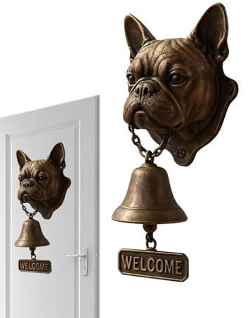 Dinnerglocke im Freien - Vintage Türglocke Dekorative Glocke Hund Gesicht Skulptur aus Gusseisen | Rustikales handgefertigtes Wandmontagezubehör für Restaurant Café Küche co