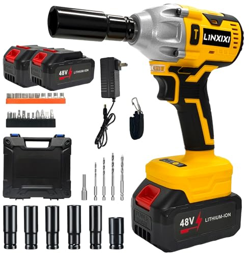 Schlagschrauber Akku 500Nm für Makita 18V mit 2 * 2,0Ah Akku | 3000RPM 1/2 Zoll Bürstenloser mit 6 Schlagbuchsen für Schraube und Mutter Auto LKW Reifen Removal