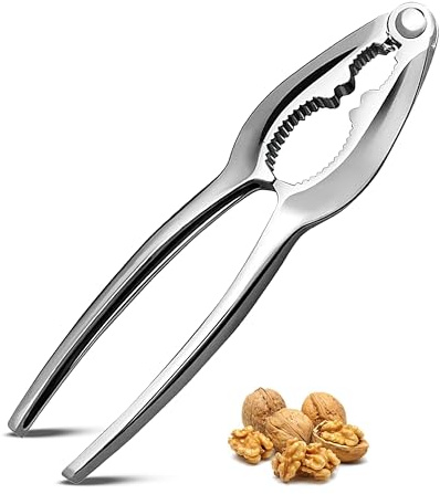 STL Nutcracker, Heavy Duty Stainless Steel Nut Cracker with Non-Slip Grip Handle, Nut Opener Tool for Walnut, Hazelnut, Almonds, Pecan - Nut Crackers for All Nuts, Seafood Shell Cracker (5.9 Inch)