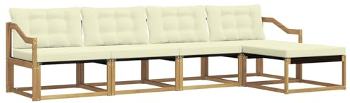 vidaXL Outdoor-Sofagarnitur mit Kissen 5 pcs Weiß und Creme, Garten, moderner, langlebiger Outdoor-Sofa, Sessel-Ecke, Lounge-Möbel, Terrasse Set
