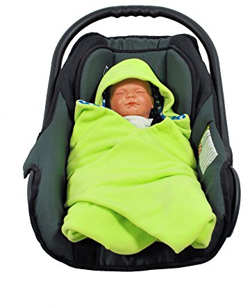 HOBEA-Germany Fußsack Einschlagdecke für die Babyschale Babyschalenfußsack Winter, Farben Winterdecken:hellgrün mit Sternen