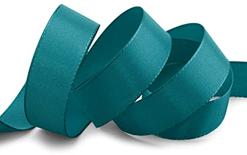 TAFTBAND PETROL 3 m x 25 mm Dekoband Geschenkband Petrolblau Blau-Grün Stoffband Tischdeko Schleifenband Visco Taft Kartengestaltung Basteln